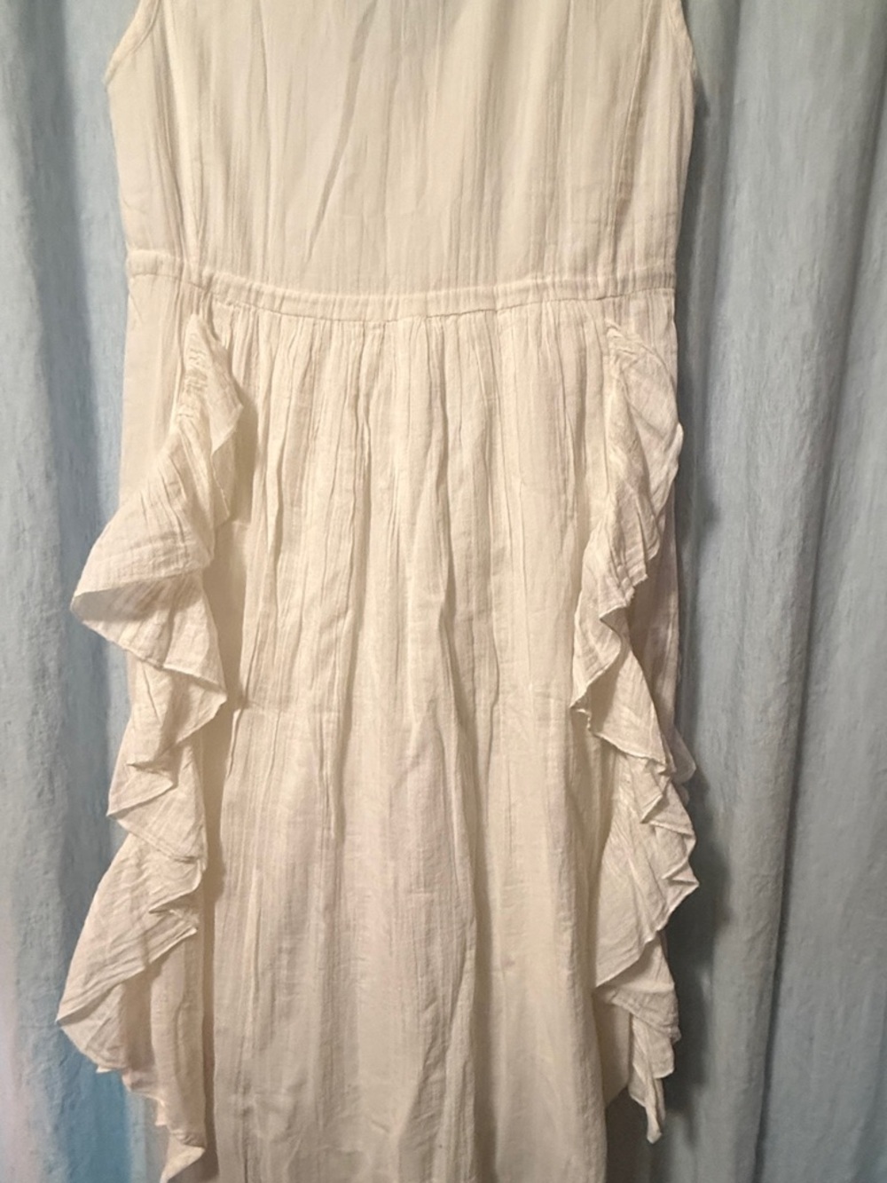 White Embroidered Ruffle Midi Dress - Picture 3 of 4